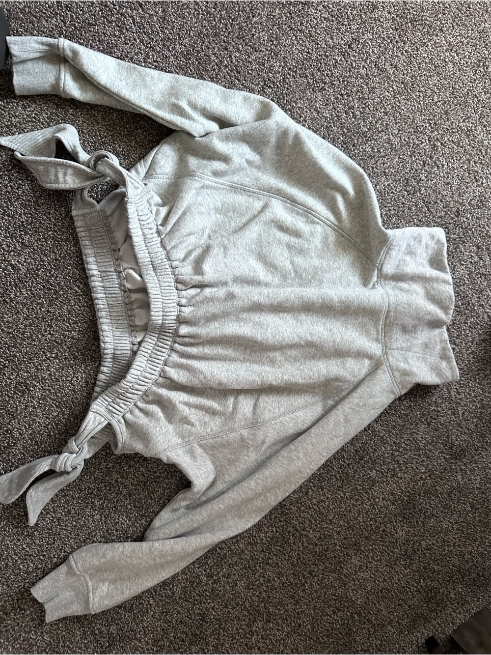 Anthropologie Light Gray Cropped Tie-Hem Turtleneck Sweatshirt